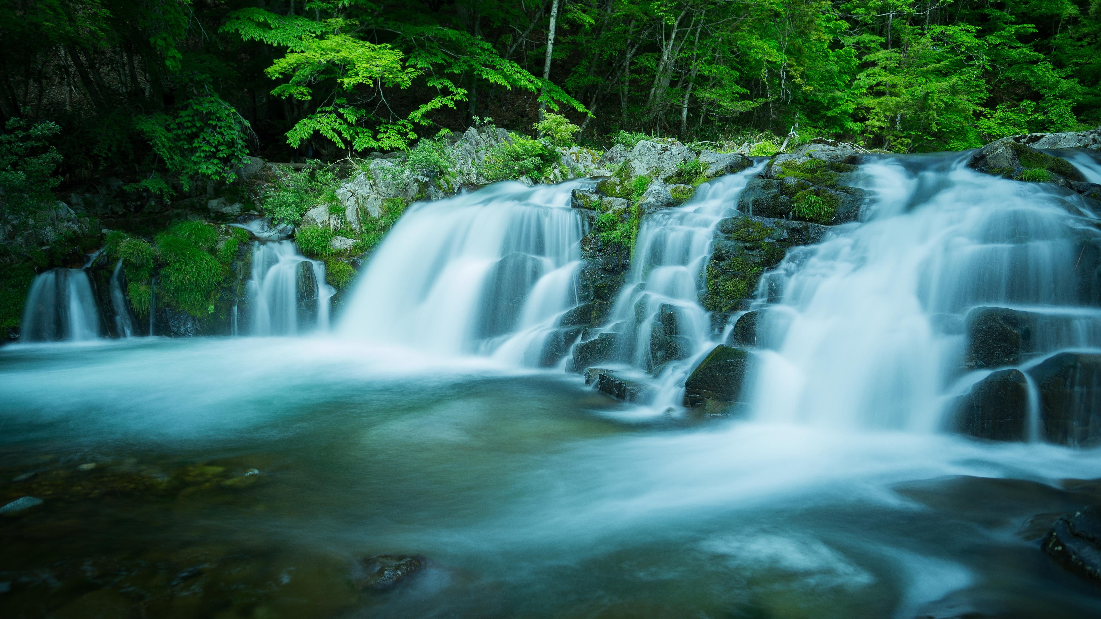 Beautiful Forest Waterfall Wallpaper,scenery Hd Wallpaper,3840x2160 - Waterfall Beautiful Forest Nature , HD Wallpaper & Backgrounds