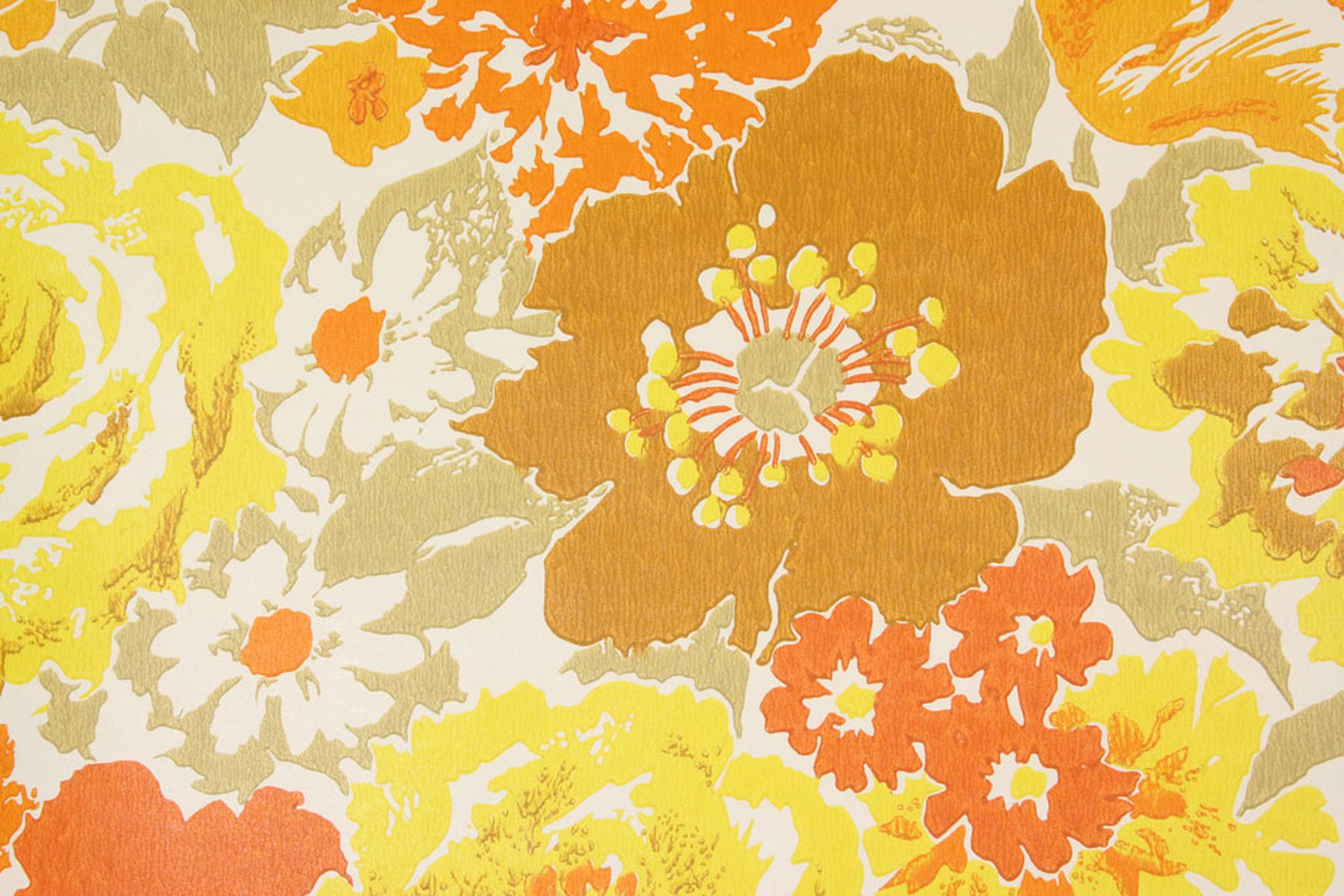 Antique Orange Background With Yellow Flowers , HD Wallpaper & Backgrounds