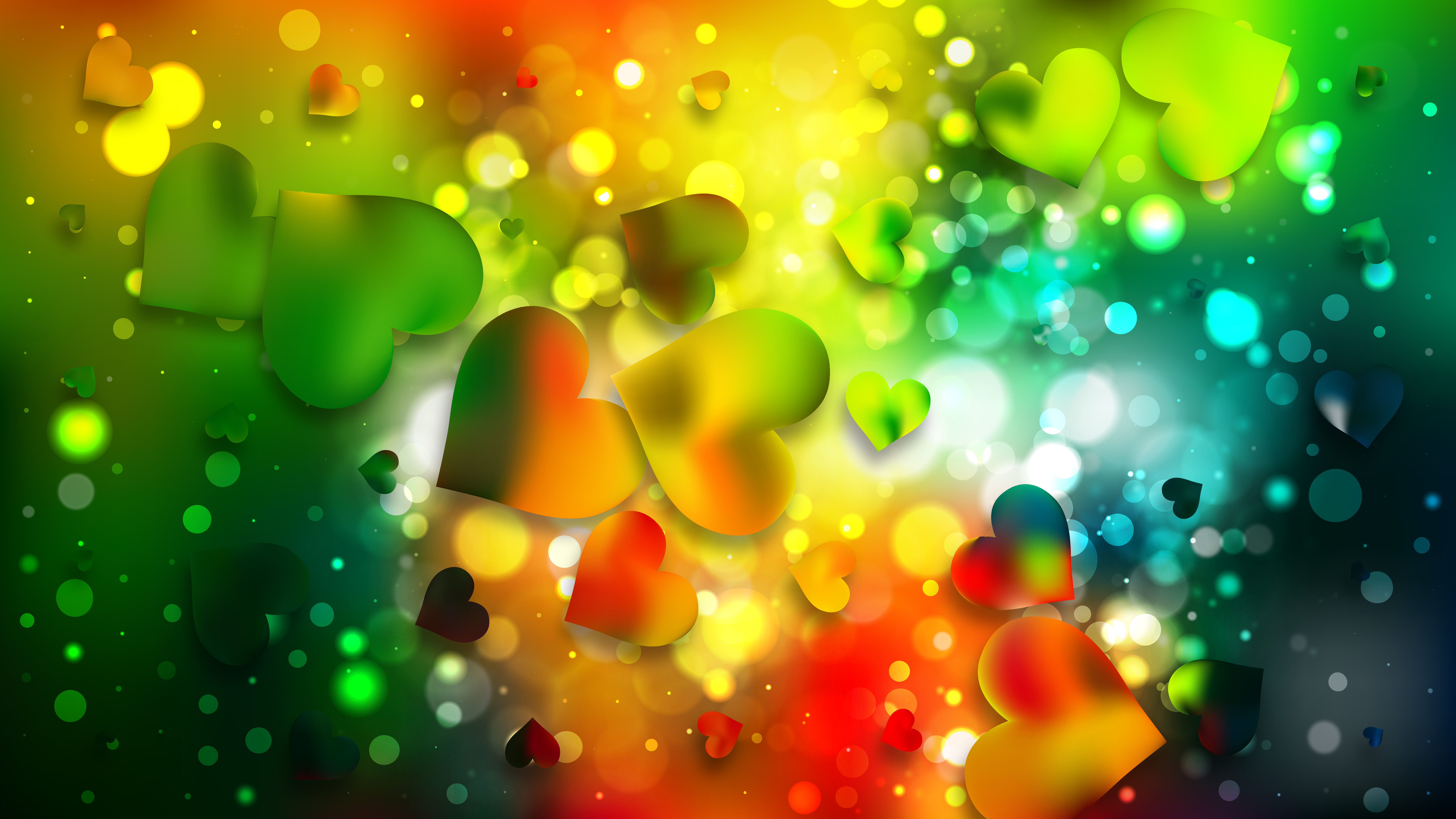 Colorful Heart Wallpaper Background Image - Green And Orange Heart , HD Wallpaper & Backgrounds