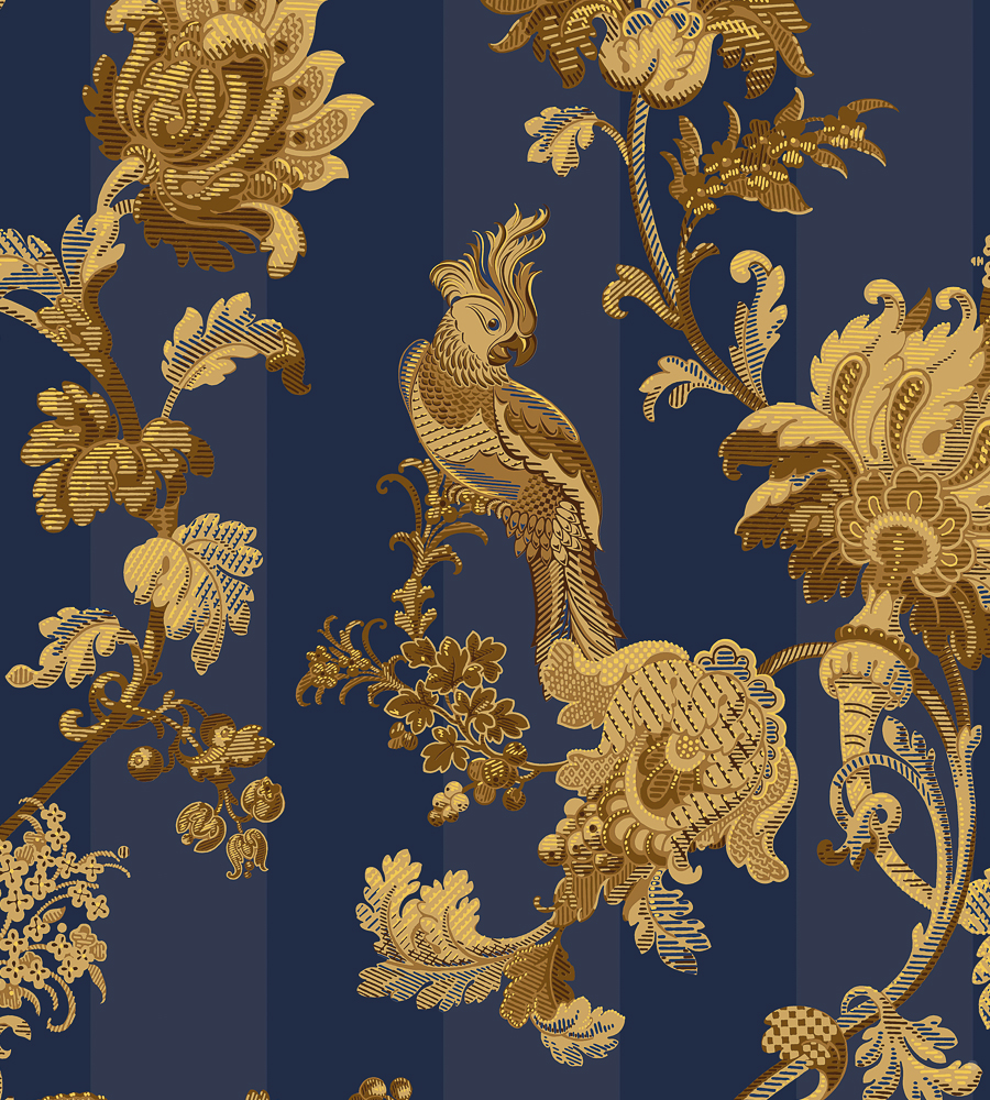 Cole & Son Wallpaper - Gold Blue Wallpaper Birds , HD Wallpaper & Backgrounds