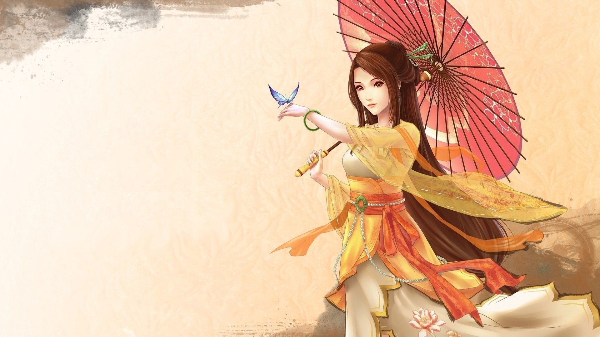 Anime Girl Umbrella Kimono Japanese Wallpaper - Anime Kimono Japan Girl , HD Wallpaper & Backgrounds