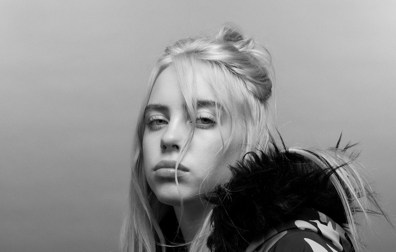 Photo Wallpaper Black & White, Blonde, Singer, Singer, - Billie Eilish Wallpaper Hd , HD Wallpaper & Backgrounds