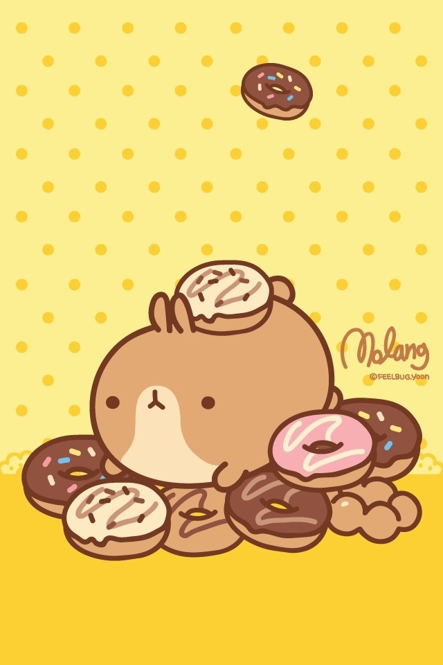 Donut, Molang, Wallpaper - Kawaii Cute Fat Bunny , HD Wallpaper & Backgrounds