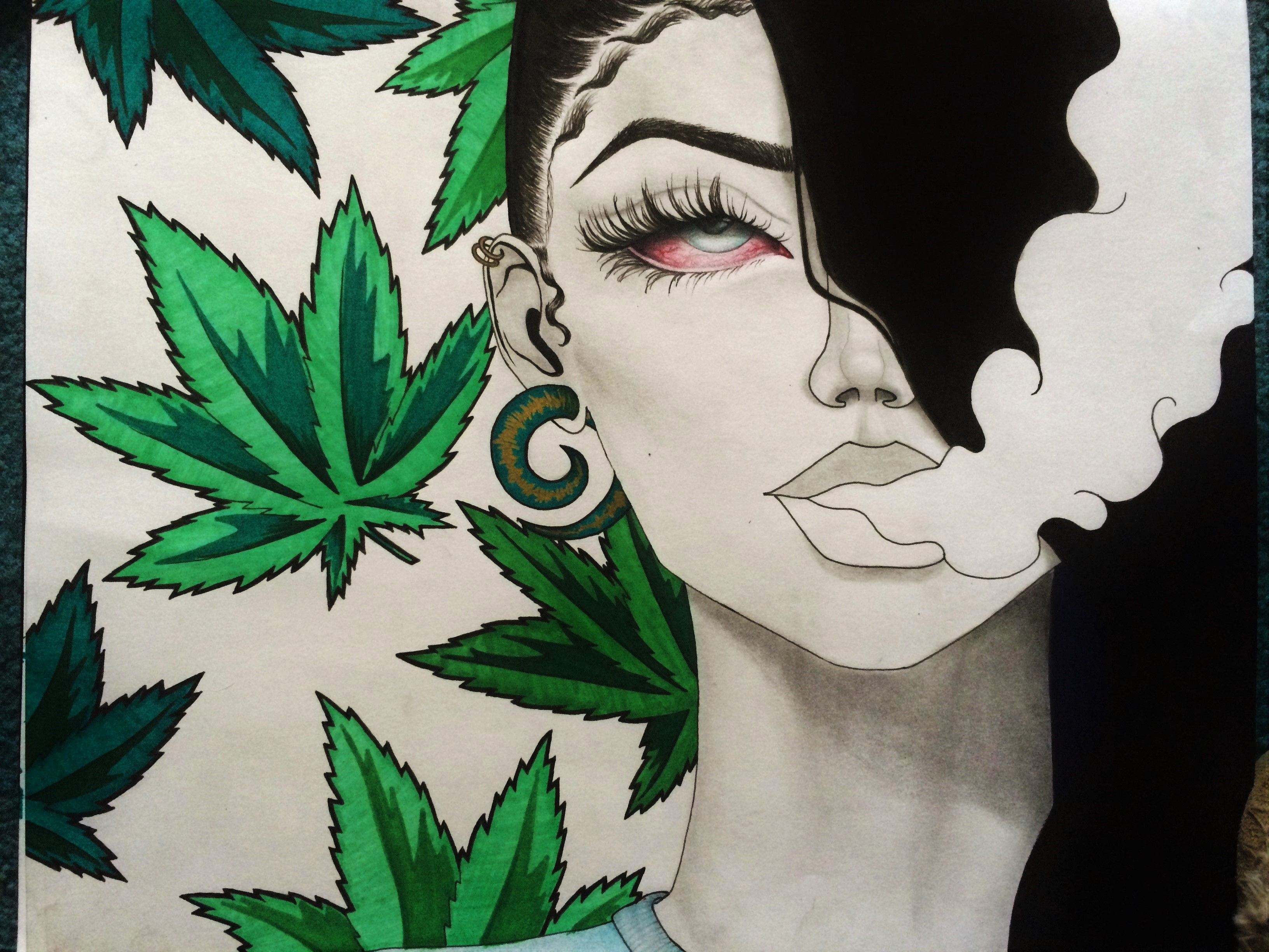 Drawings Of Girls Smoking Weed , HD Wallpaper & Backgrounds