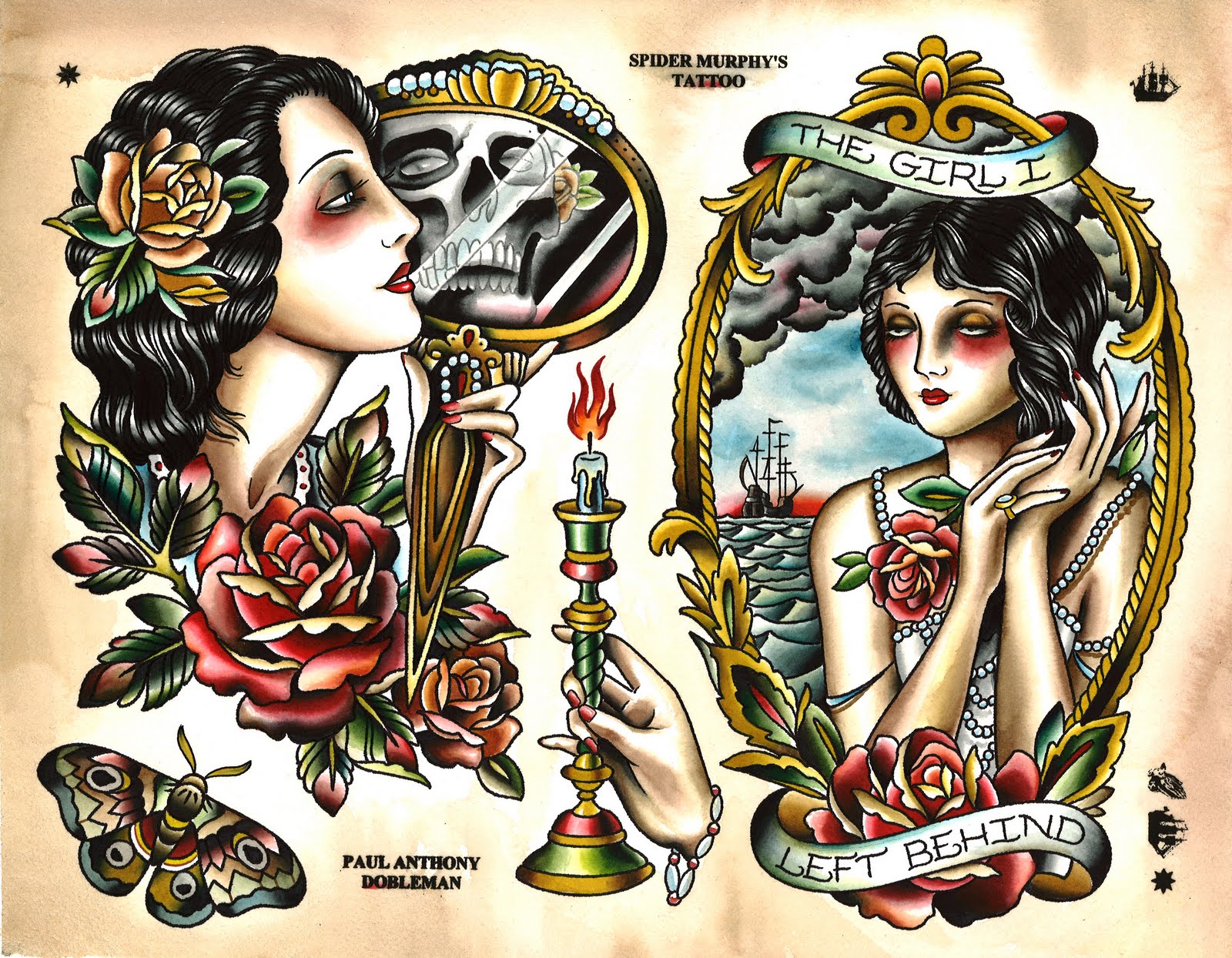 Old Bad Girl Tattoo Wallpaper - American Traditional Female Tattoo , HD Wallpaper & Backgrounds
