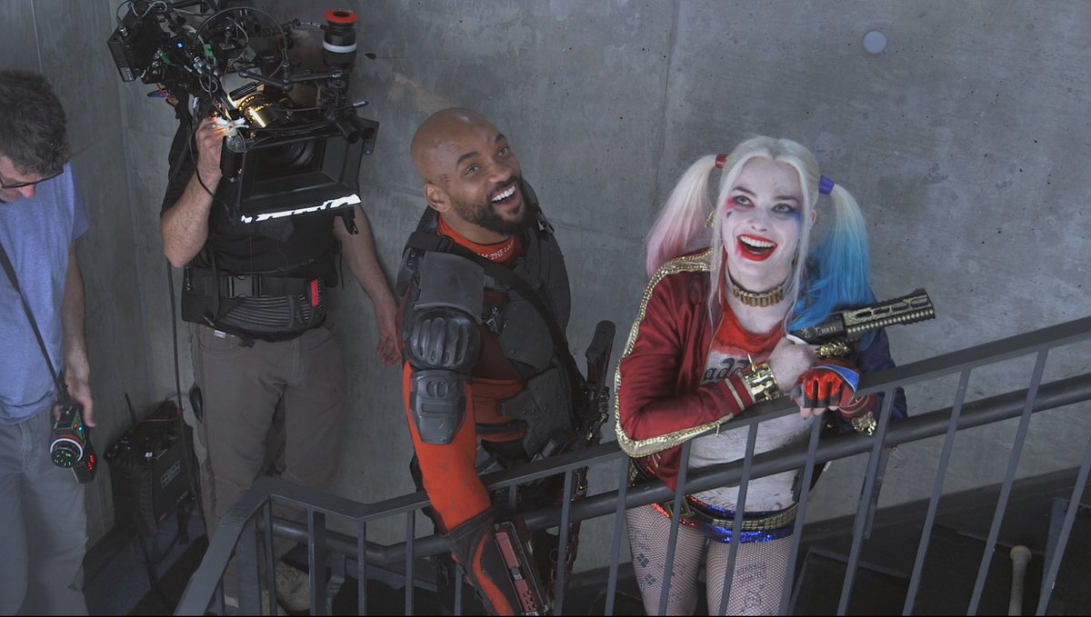 Will Smith As Deadshot And Margot Robbie As Harley - Margot Robbie Shooting Suicide Squad , HD Wallpaper & Backgrounds