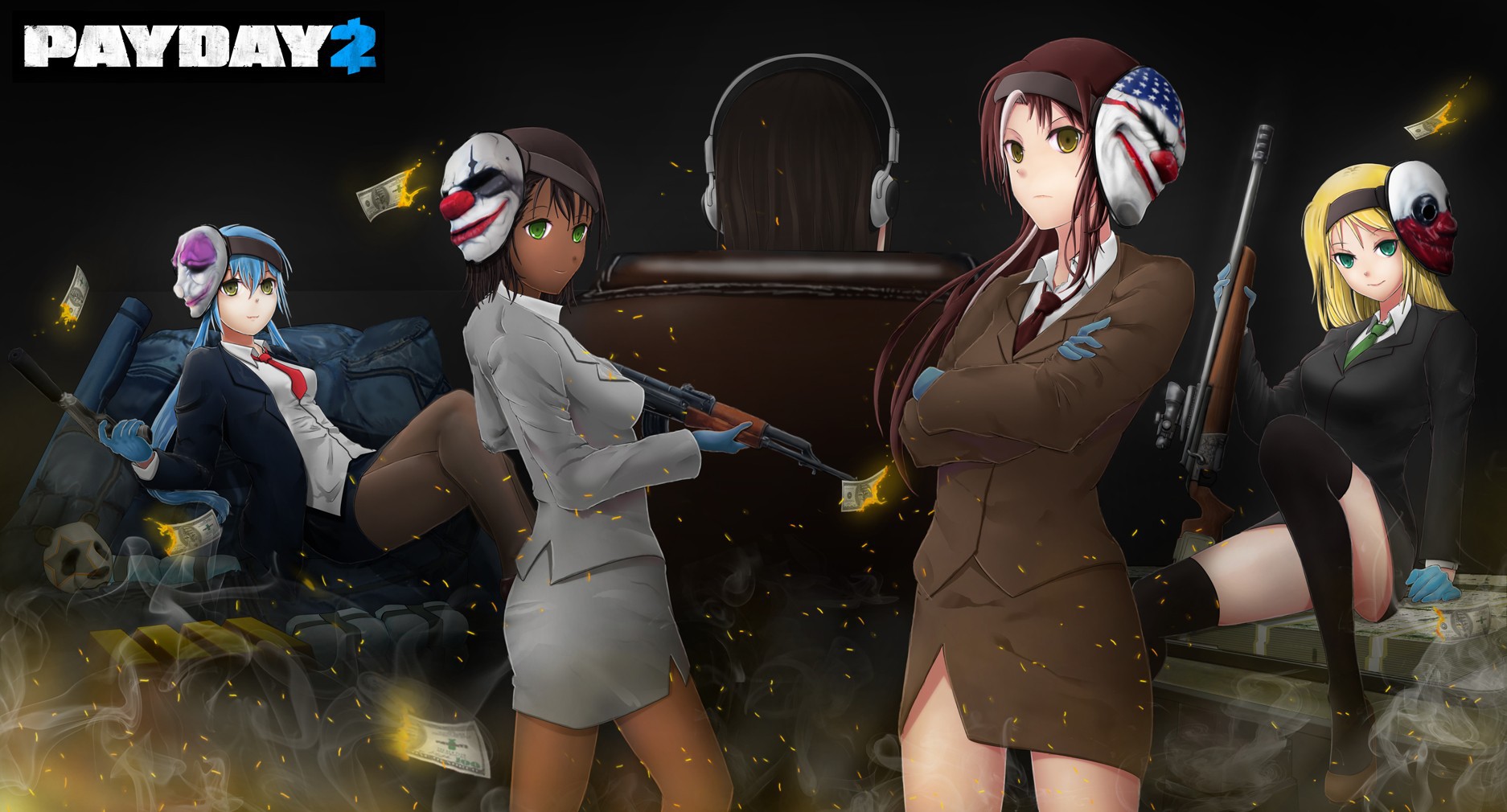 Anime Girl From The Game Payday - Payday 2 Female Anime , HD Wallpaper & Backgrounds