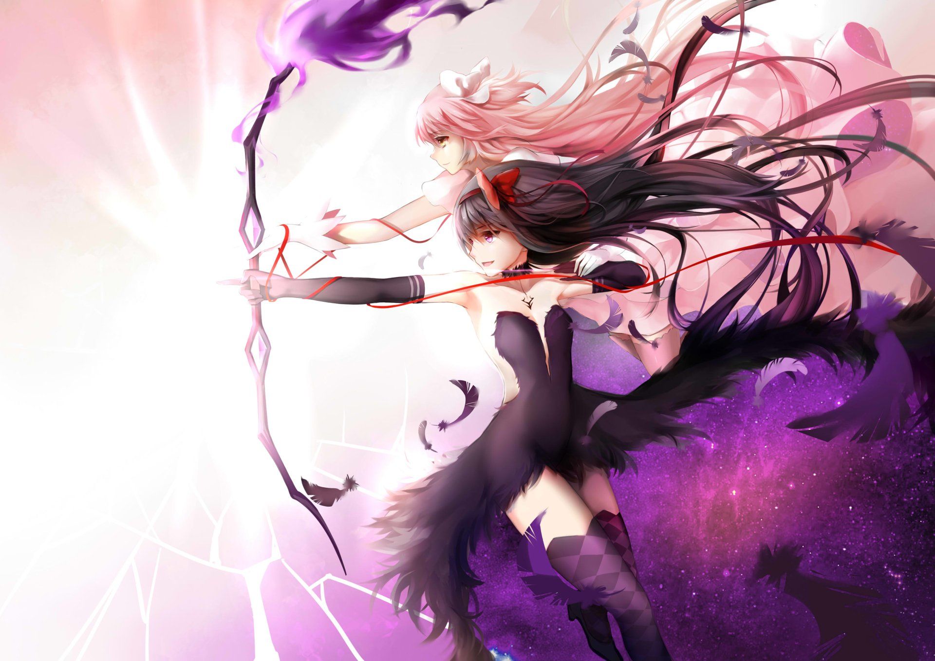 Madoka Magica Madoka And Homura , HD Wallpaper & Backgrounds