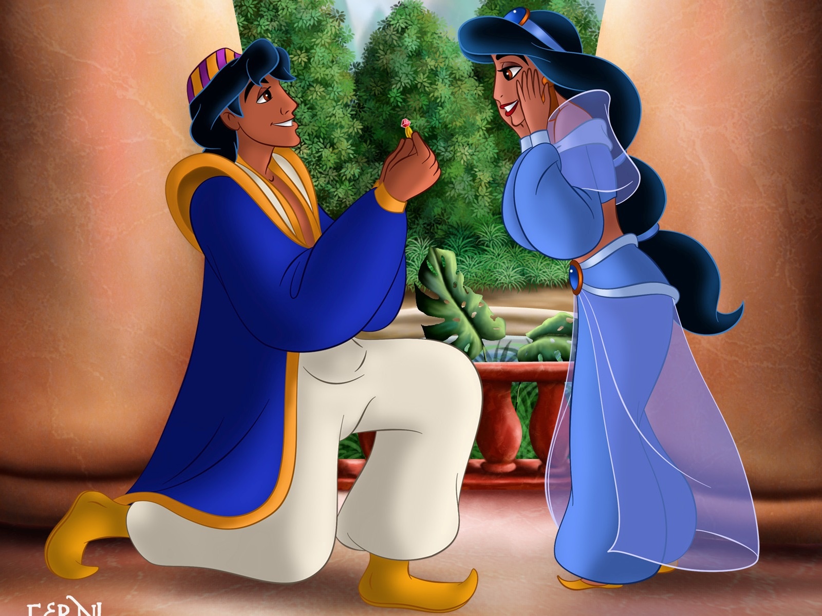 Aladdin Propose Jasmin - Aladdin And Jasmine Proposal , HD Wallpaper & Backgrounds