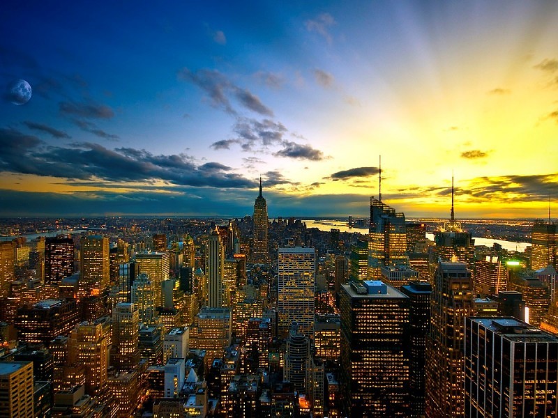 Beautiful New York City Wallpaper At Sunset Time - New York City , HD Wallpaper & Backgrounds
