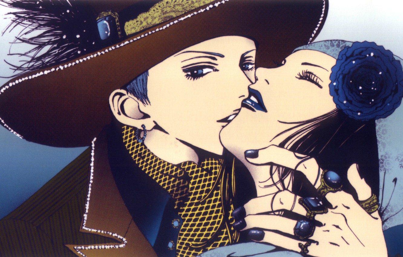 Photo Wallpaper Kiss, Hat, Two, Art, Ai Yazawa, Paradise - Paradise Kiss Ai Yazawa Art , HD Wallpaper & Backgrounds