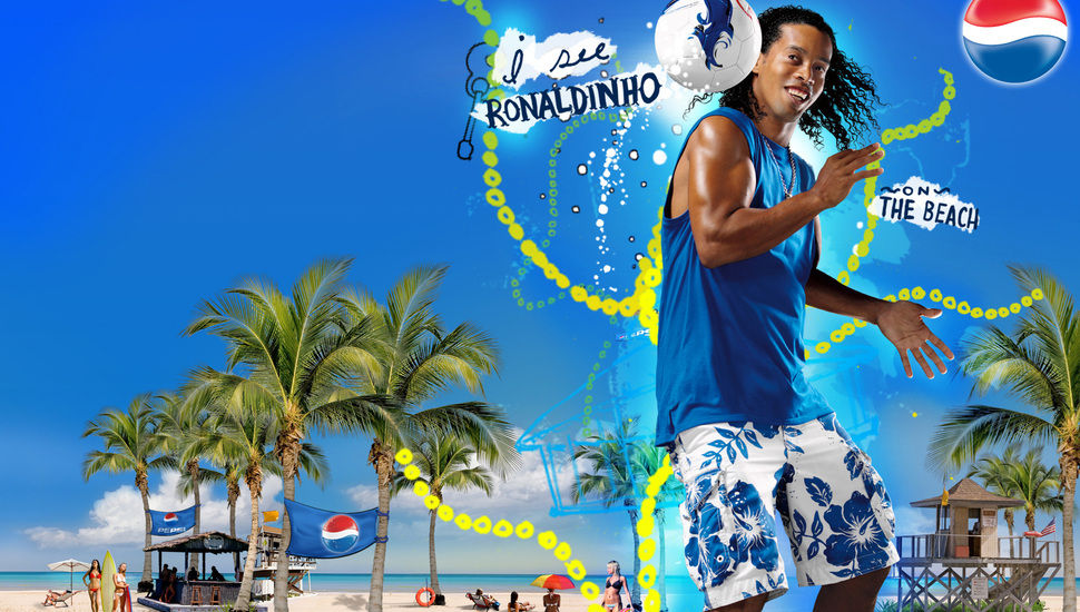 The Beach, Football, Ronaldinho, Legend, Football Player, - Pepsi Ronaldinho , HD Wallpaper & Backgrounds