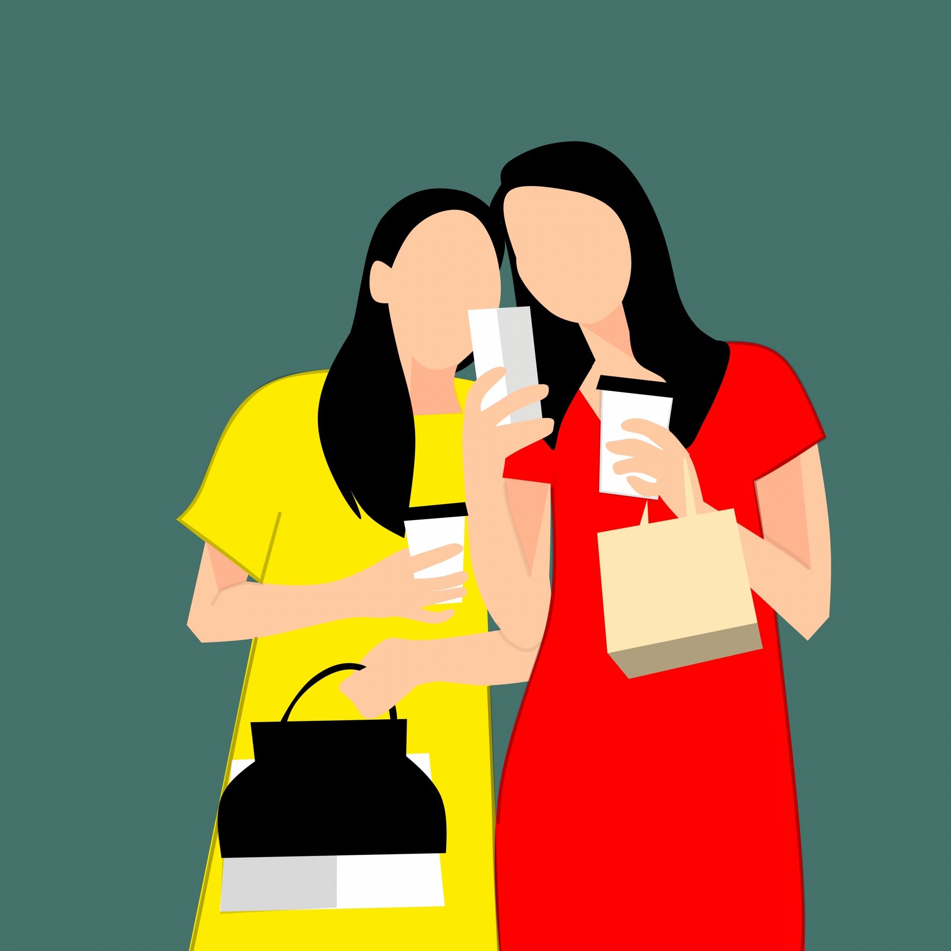 Women Friends Connecting Illustrations Clips , HD Wallpaper & Backgrounds