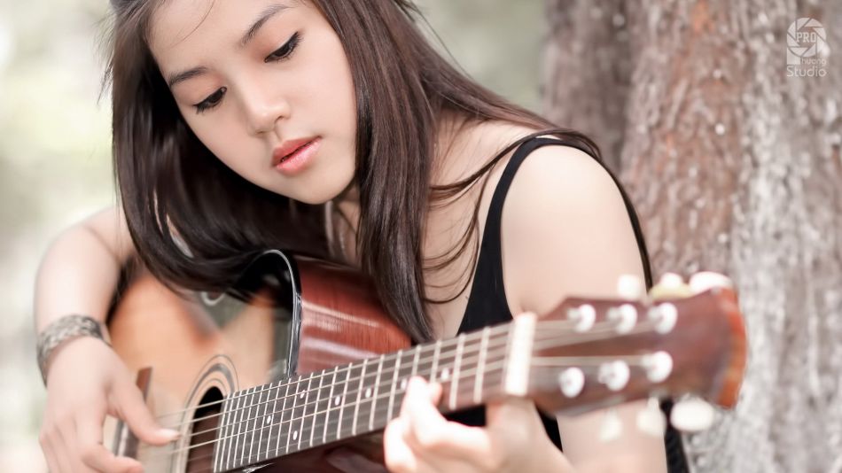 Guitar Girl - Guitar Images By Girl Hd , HD Wallpaper & Backgrounds