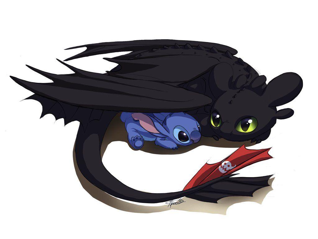 Toothless And Stitch Wallpaper - Drawing Toothless And Stitch , HD Wallpaper & Backgrounds