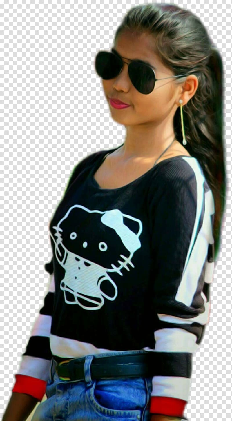 Woman Wearing Black Hello Kitty Scoop Neck Long Sleeve - Indian Girl Png For Editing , HD Wallpaper & Backgrounds