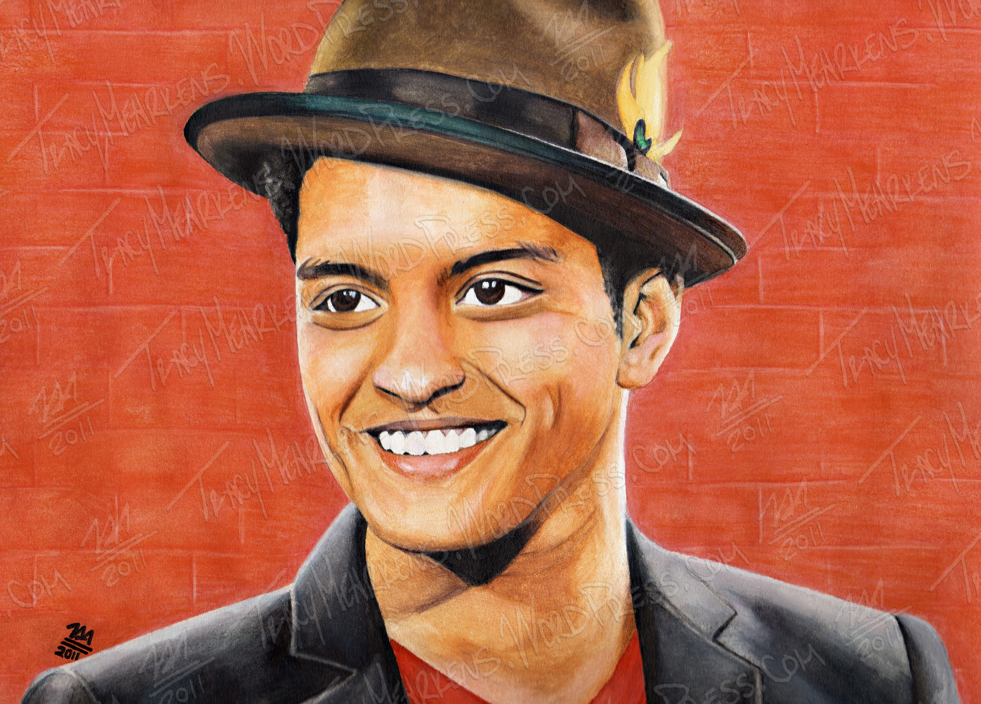 Bruno Mars Art Wallpaper - Bruno Mars Painting Portrait , HD Wallpaper & Backgrounds