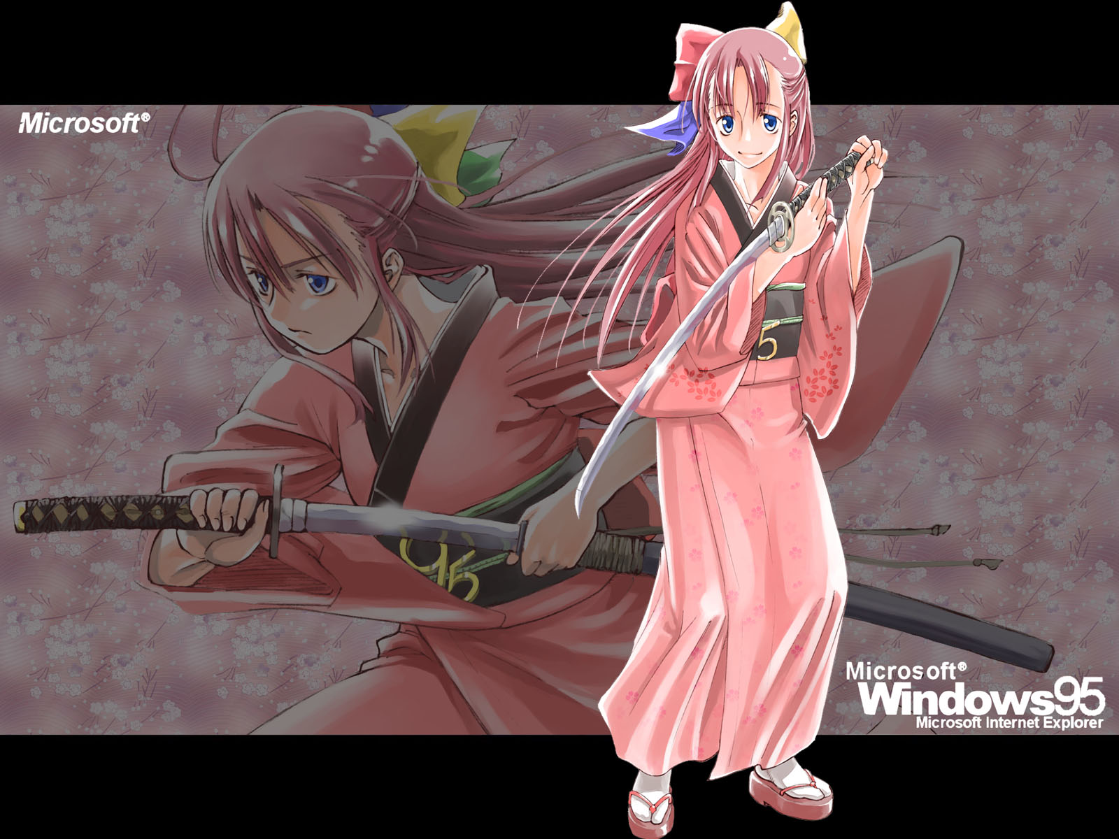 95 Anthropomorphism Japanese Clothes Os-tan Sword Weapon , HD Wallpaper & Backgrounds