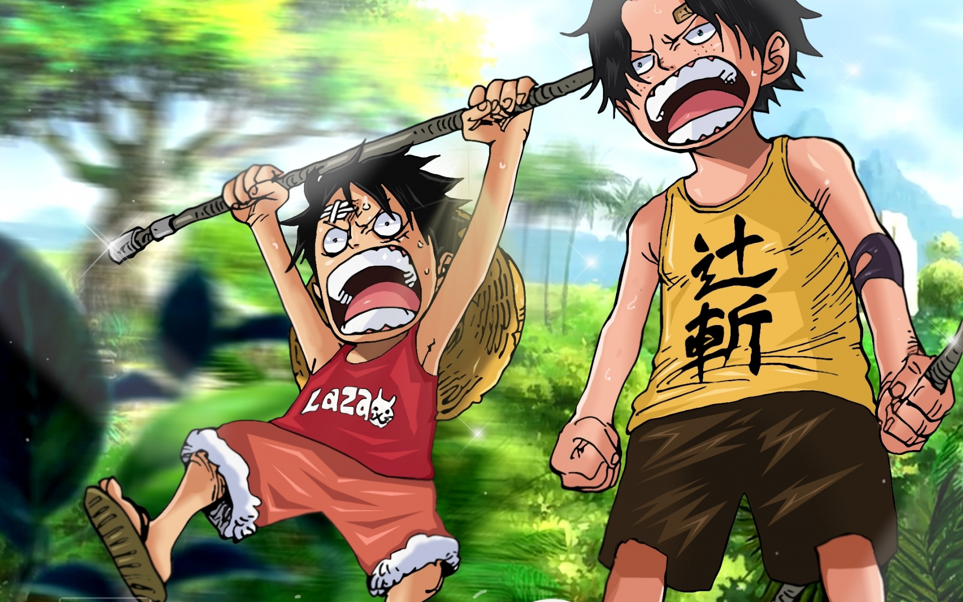 Portgas D Ace, Monkey D Luffy, Jungle, Manga, One Piece - Portgas D. Ace , HD Wallpaper & Backgrounds