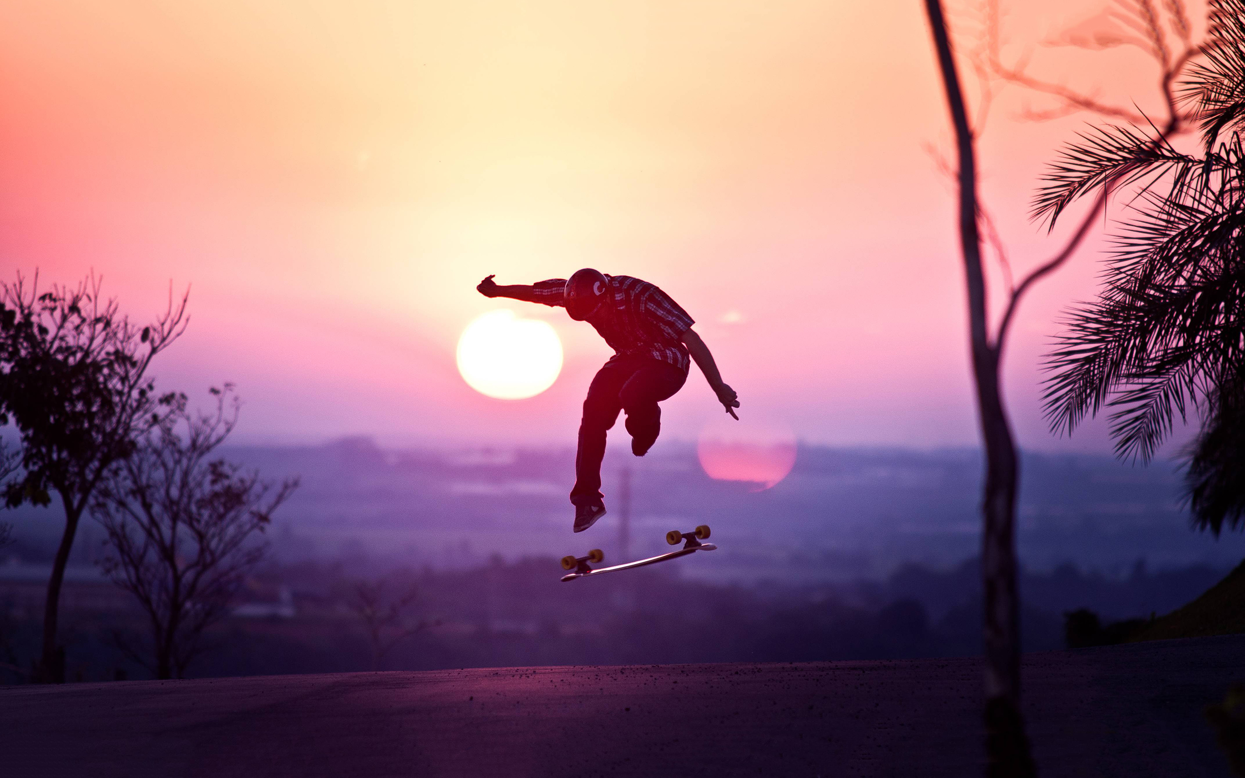 Skateboarding Longboard Sunset , HD Wallpaper & Backgrounds