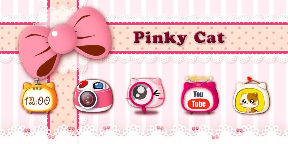 Pinky Cat Go Launcher Theme - Pinky Cat , HD Wallpaper & Backgrounds
