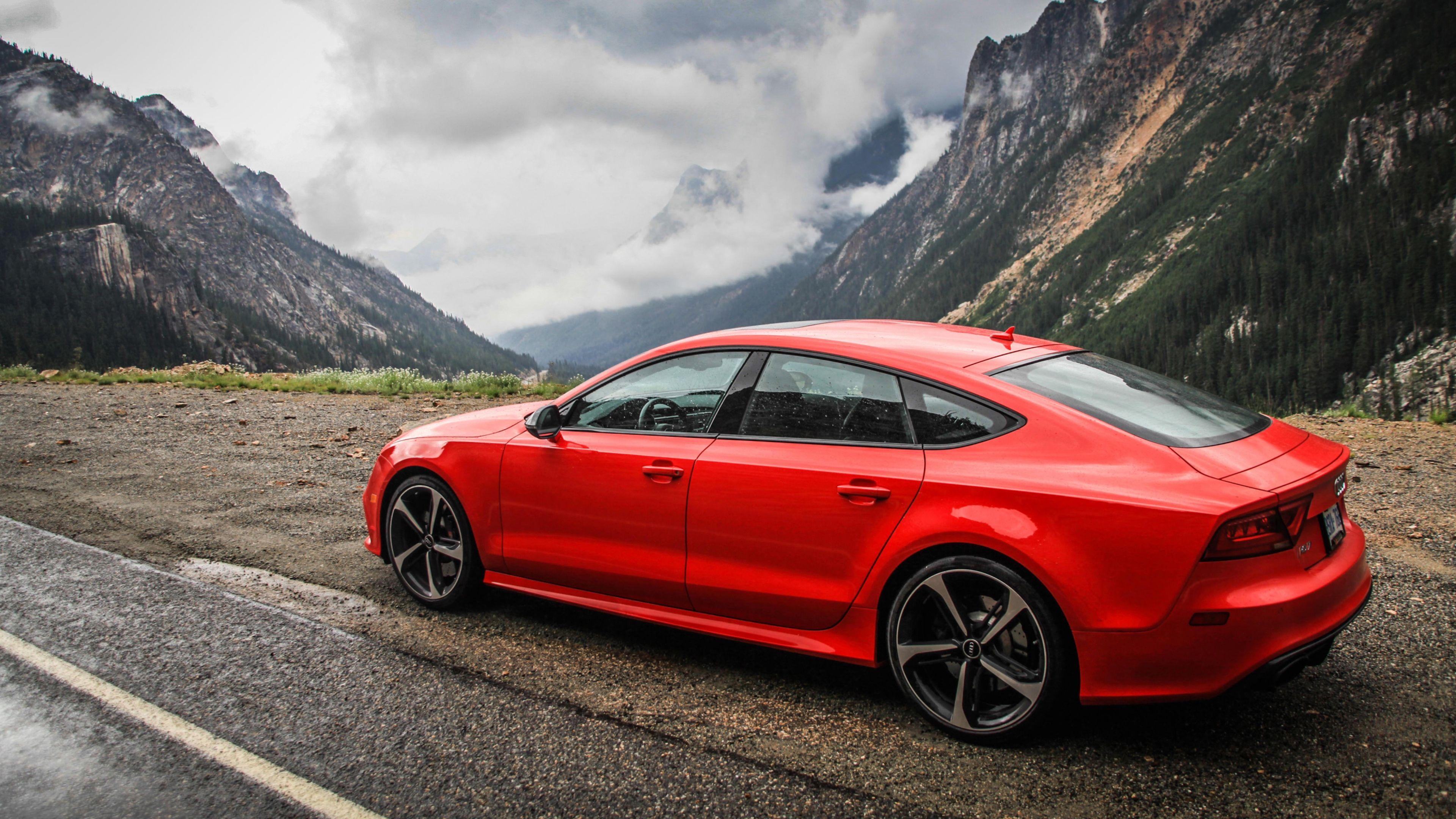 Download Wallpaper Audi, Rs7, Red, Side View, Mountain - Audi Rs7 Wallpaper Hd , HD Wallpaper & Backgrounds