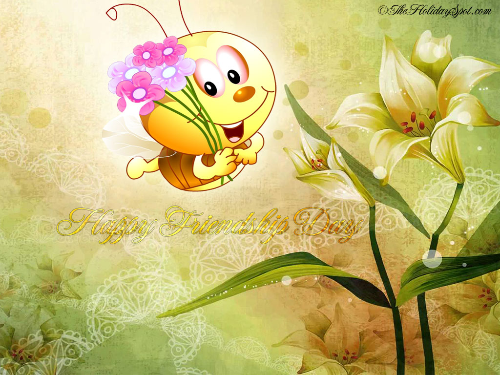 A Bee Wishing Happy Friendship Day - Background Flower Hd Portrait , HD Wallpaper & Backgrounds