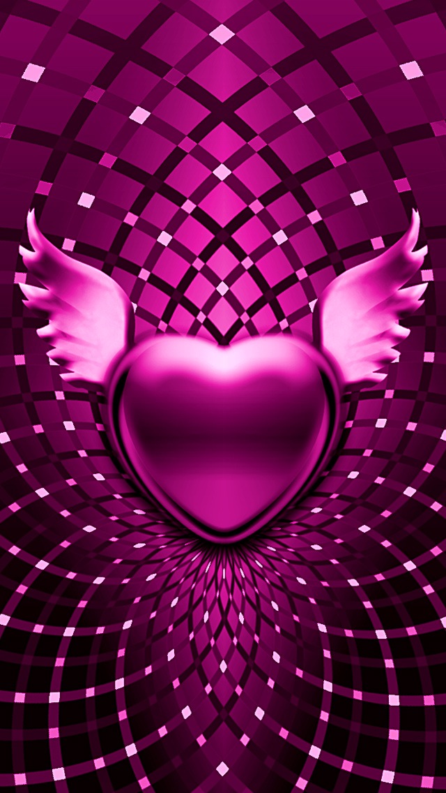 Purple Heart With Wings - Cute Wallpaper Hearts With Wings , HD Wallpaper & Backgrounds