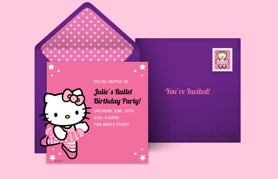 Plan A Hello Kitty Ballet Party - Hello Kitty Theme Invitation , HD Wallpaper & Backgrounds