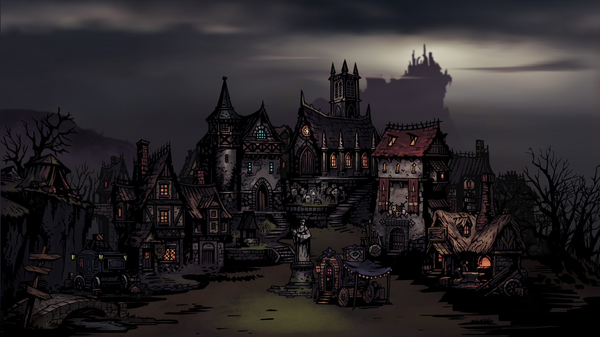 The Hamlet That Provides Rest Between The Expedition - Librarian Darkest Dungeon , HD Wallpaper & Backgrounds