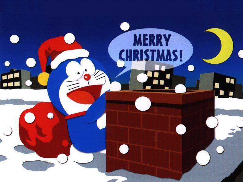 Doraemon Wallpaper - Merry Christmas From Doraemon , HD Wallpaper & Backgrounds