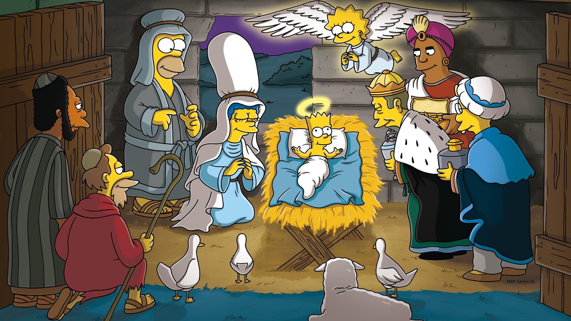 Simpsons Christmas , HD Wallpaper & Backgrounds