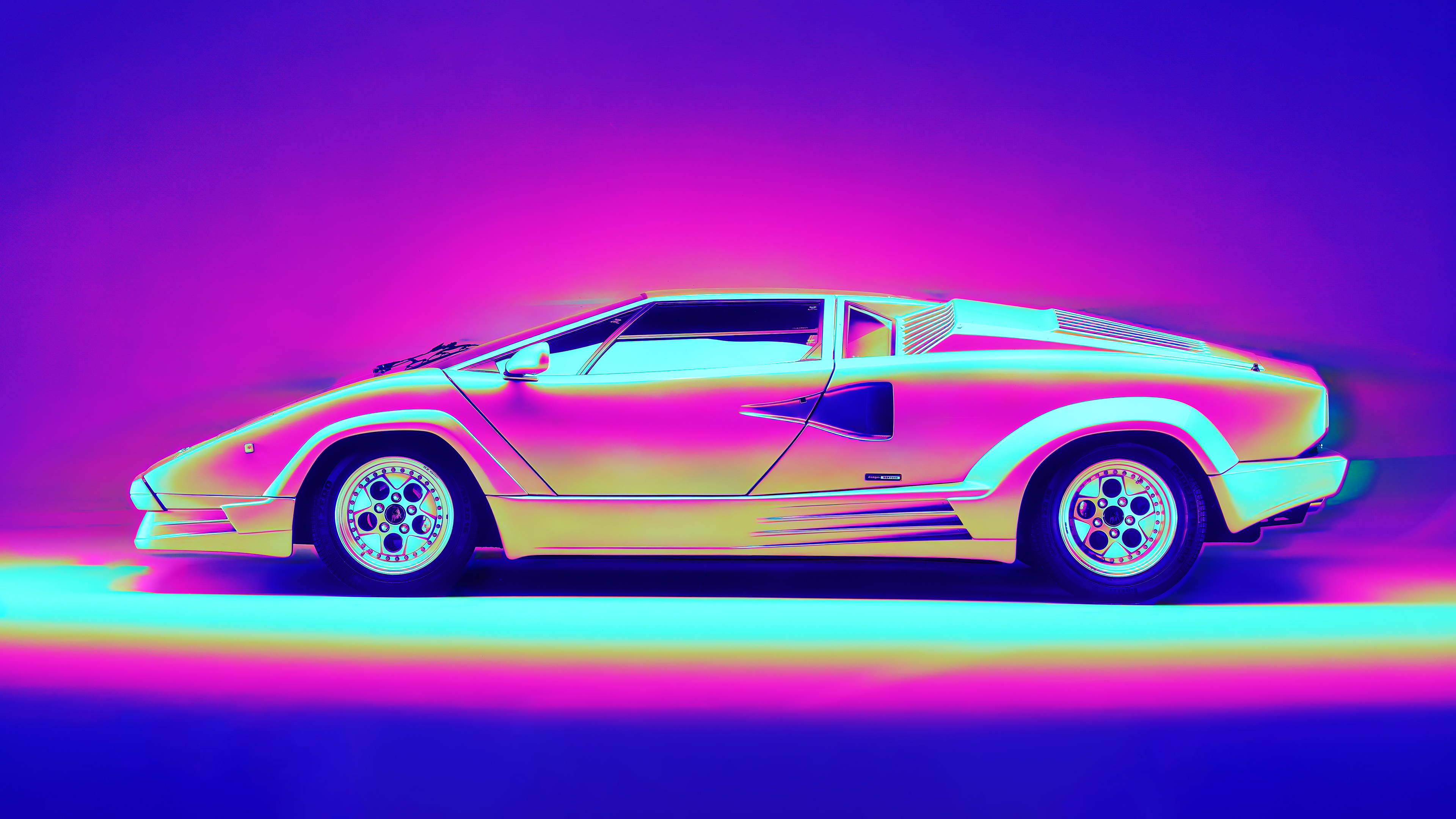 Lamborghini Countach Retro Artwork - Lamborghini Countach 25 Anniversario , HD Wallpaper & Backgrounds