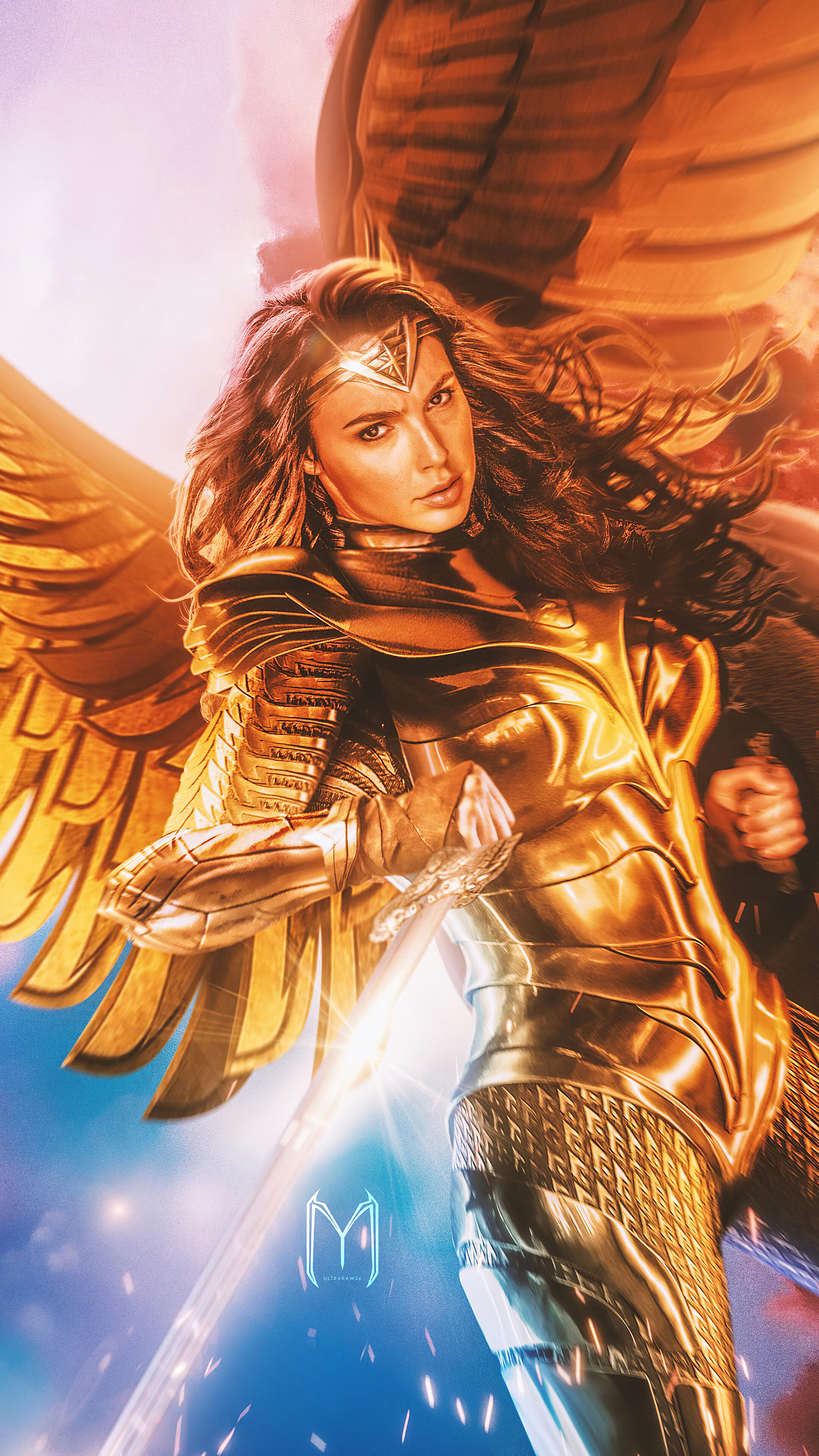 Wonder Woman 1984, Gold Armor, Gal Gadot, 4k Iphone - Wonder Woman 1984 Gold Armor , HD Wallpaper & Backgrounds