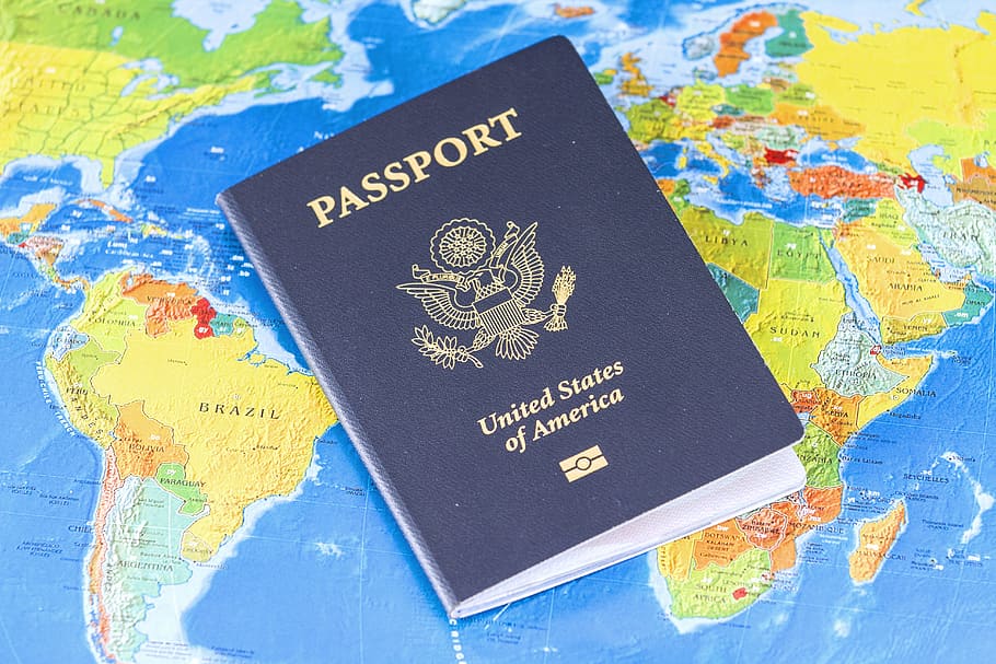 United States Of America Passport On Top Of World Map, - Us Passport , HD Wallpaper & Backgrounds