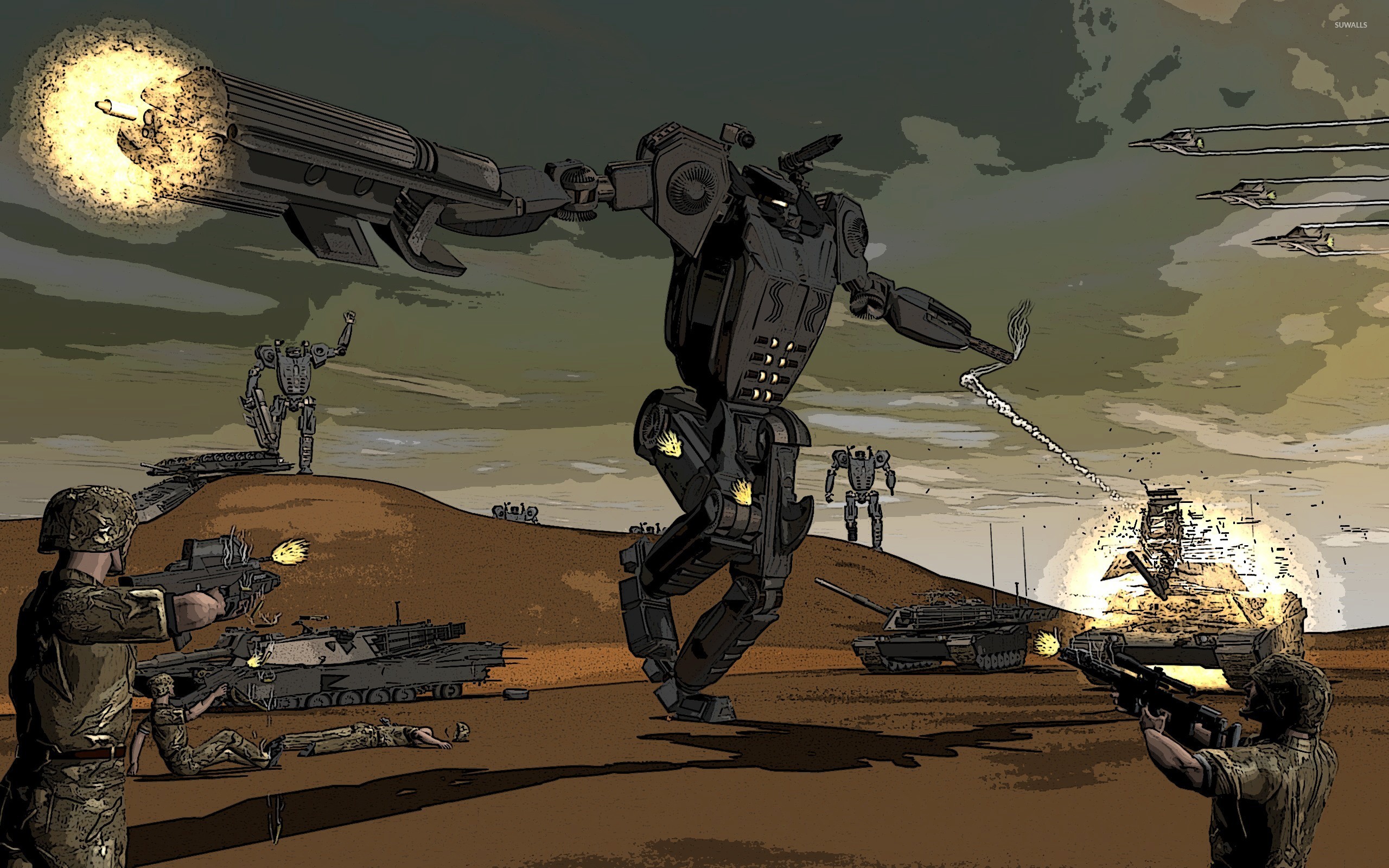 Robot War Sci Fi , HD Wallpaper & Backgrounds