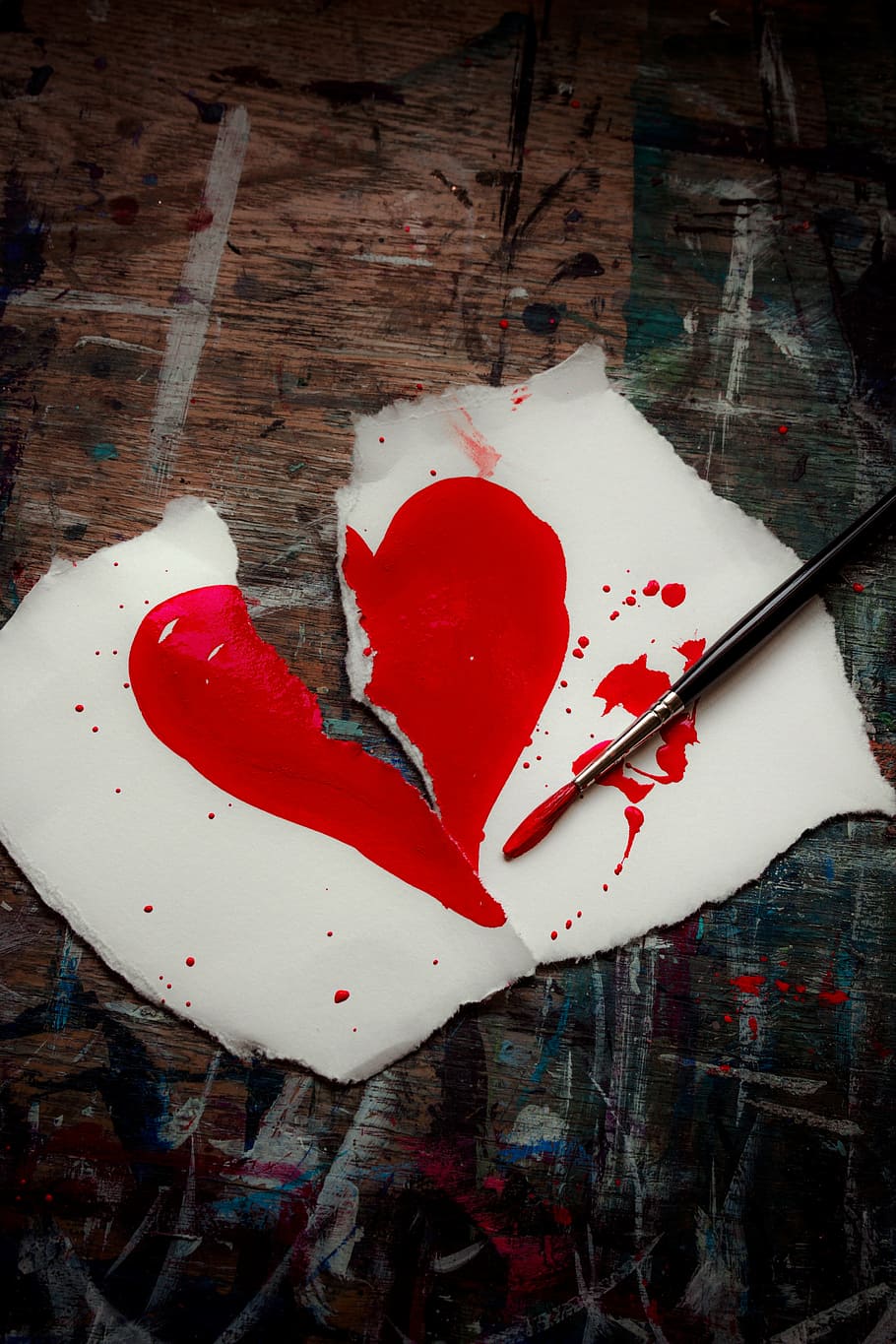 Teared Heart Drawing, Broken Heart, Love, Valentine, - Sad Love Broken Heart , HD Wallpaper & Backgrounds