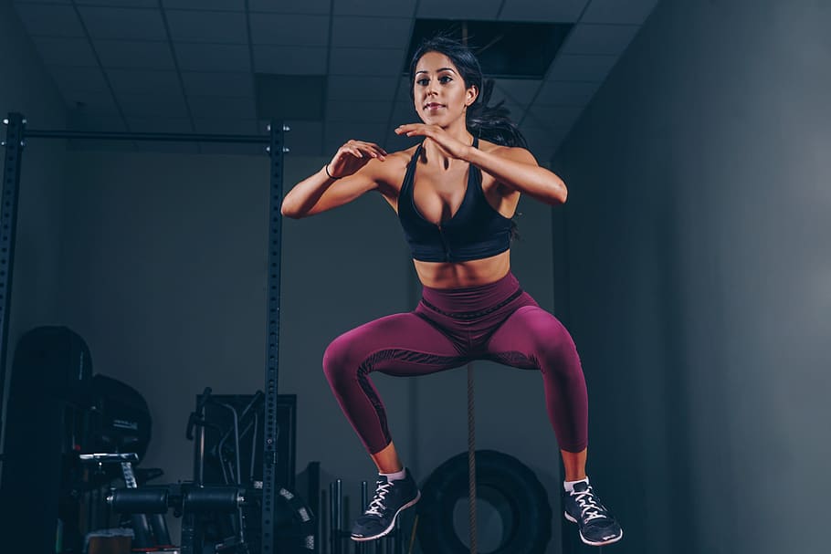 Woman Jumping Workout Photo, Fitness, Women, Sports, - Women Gym , HD Wallpaper & Backgrounds