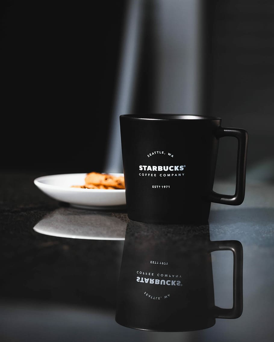 “coffee”, Black And White Starbucks Ceramic Mug, Minimalism, - Starbucks Wallpaper White , HD Wallpaper & Backgrounds