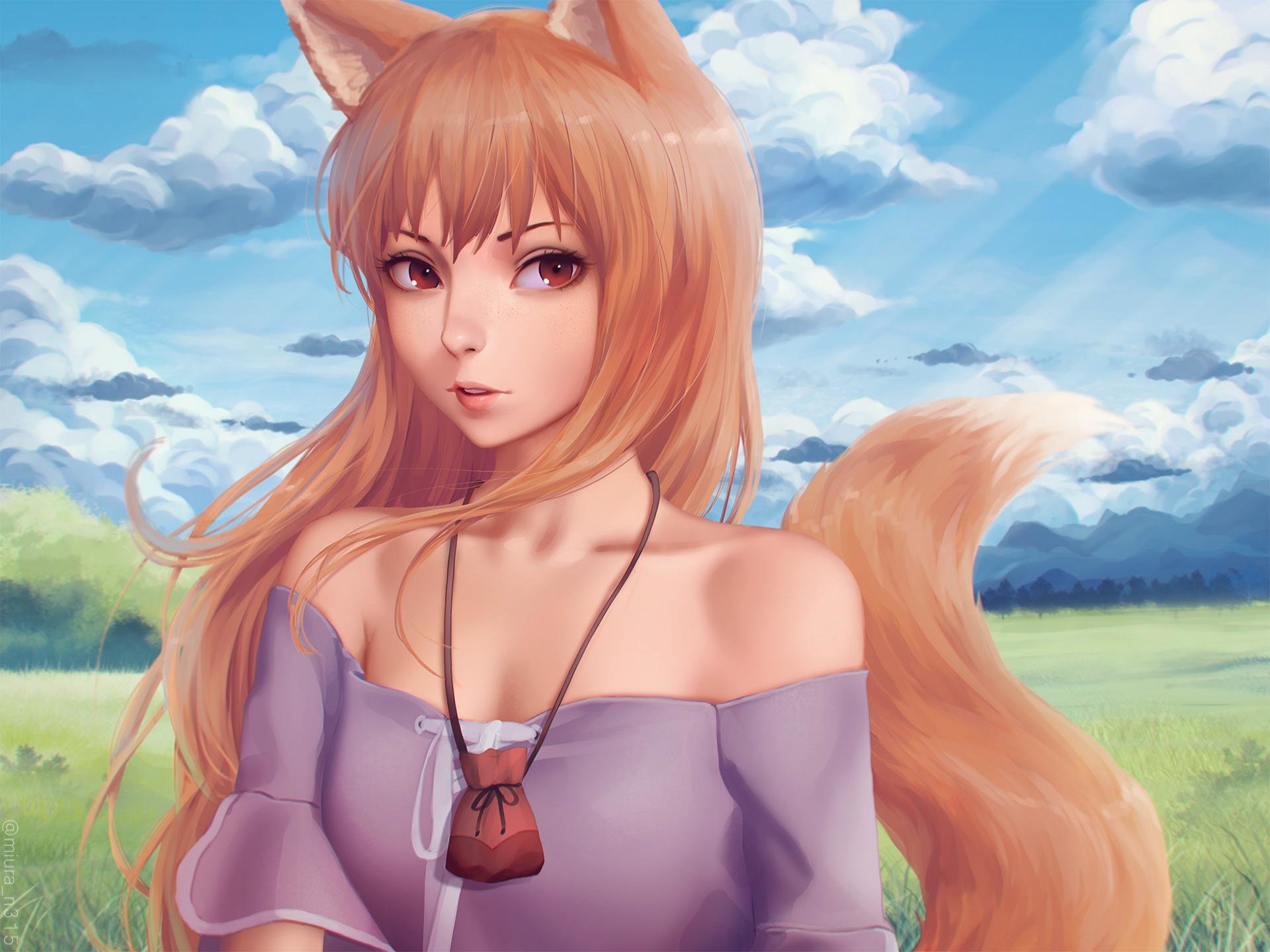High Resolution Holo Hd Wallpaper Id - Cute Holo Spice And Wolf , HD Wallpaper & Backgrounds