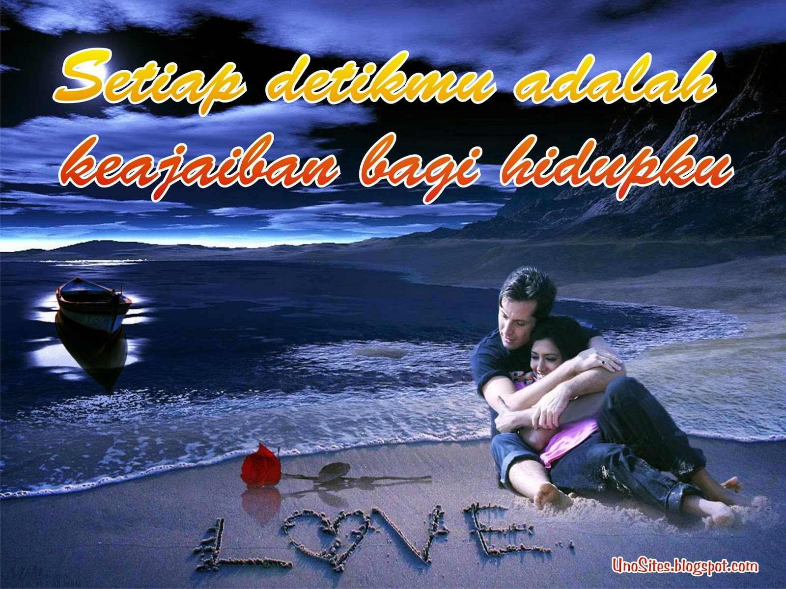 Gambar Wallpaper Tulisan Lucu Kampung Wallpaper - Couples Beach Side Romance , HD Wallpaper & Backgrounds