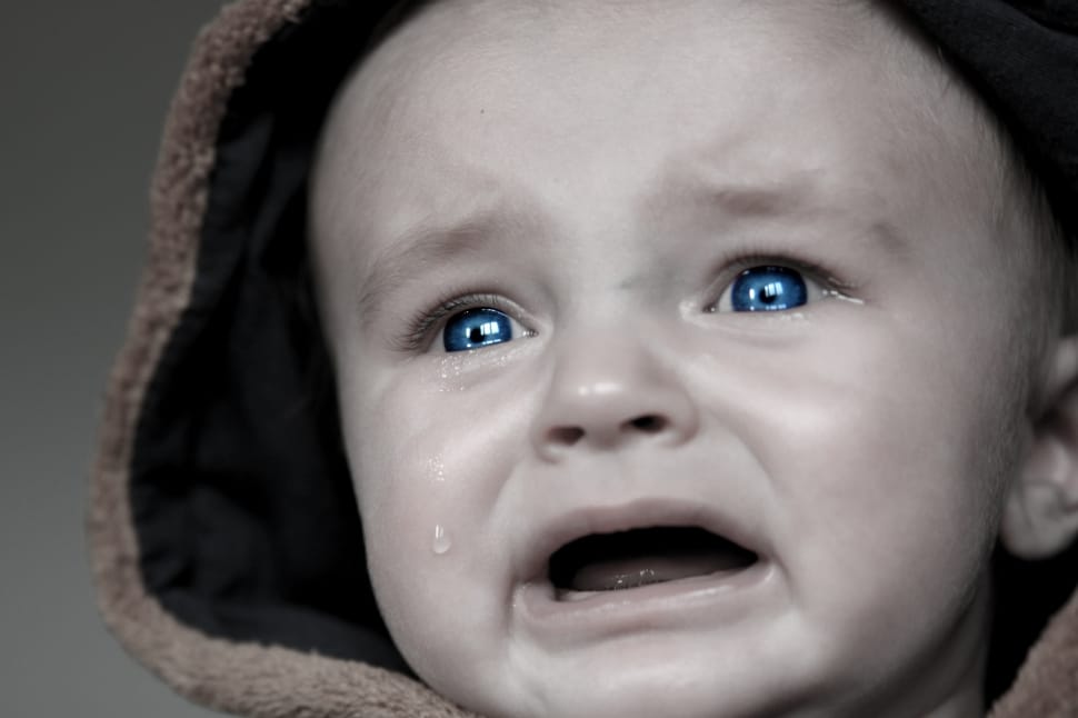 Grayscale Photography Of Crying Baby In Hoodie Preview - Crying Eyes Of Baby , HD Wallpaper & Backgrounds
