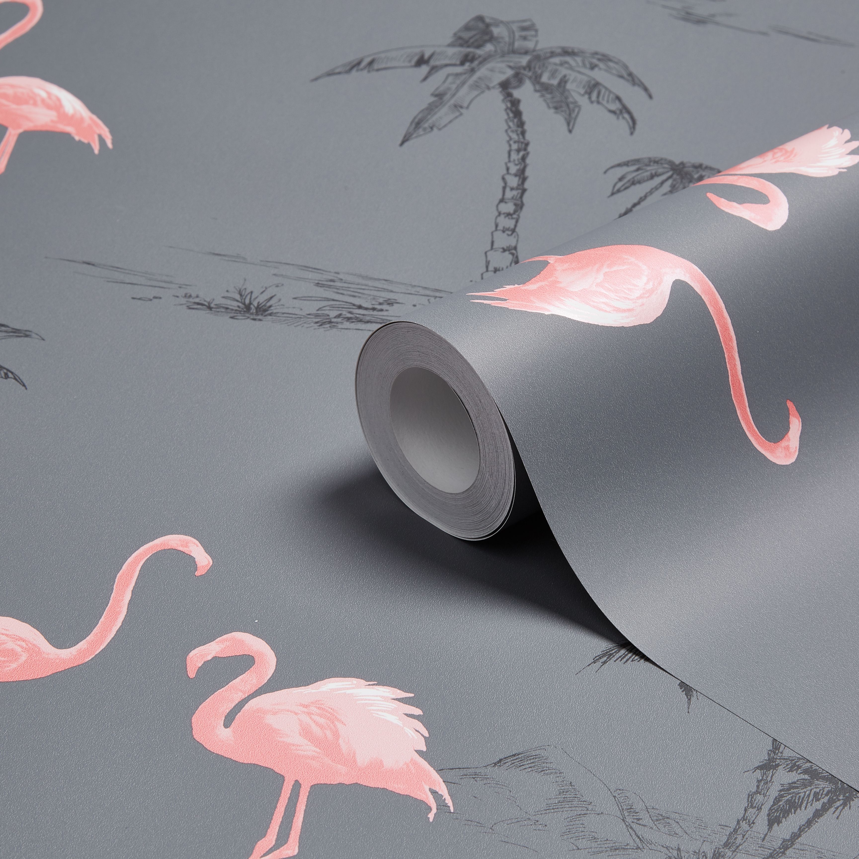 Grey And Pink Flamingo , HD Wallpaper & Backgrounds