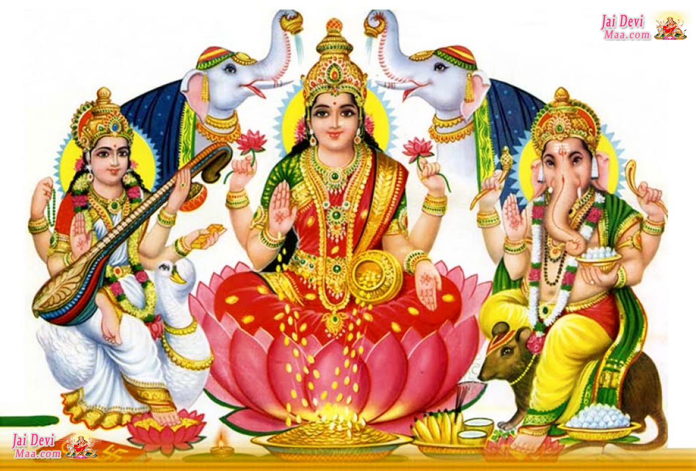 Laxmi Ganesh Saraswati Png , HD Wallpaper & Backgrounds