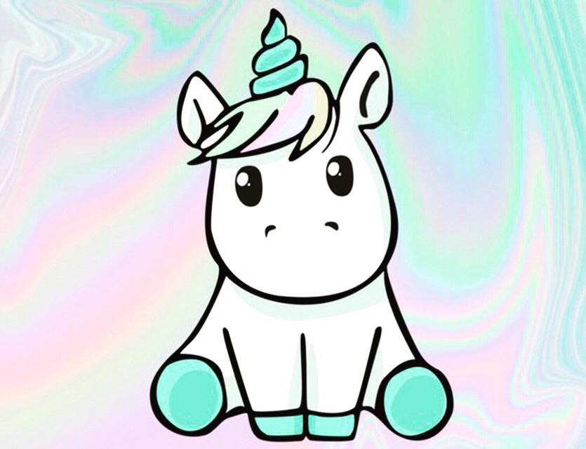 Unicorn And Wallpaper Image - Baby Unicorn Drawing Easy , HD Wallpaper & Backgrounds