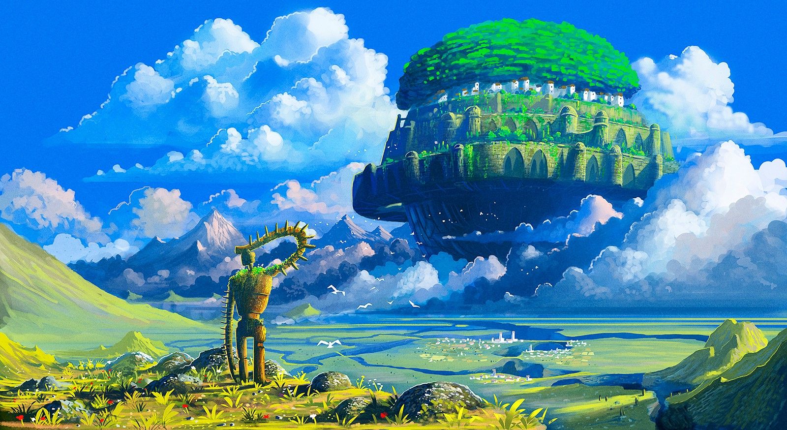 Studio Ghibli Wallpaper Desktop - Castle In The Sky Background , HD Wallpaper & Backgrounds
