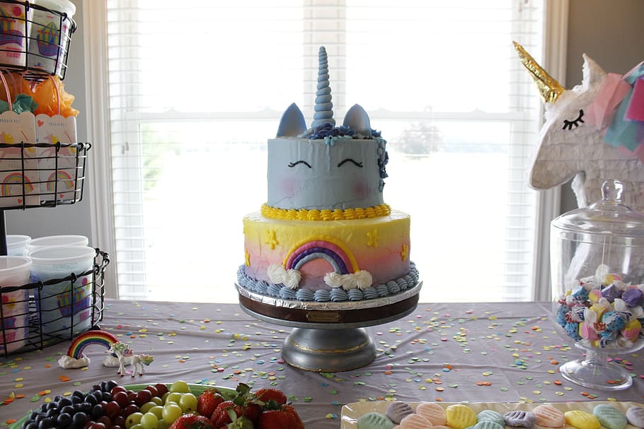 Unicorn, Cake, Birthday, Birthday Cake, Yellow, Blue, - Birthday Cake , HD Wallpaper & Backgrounds