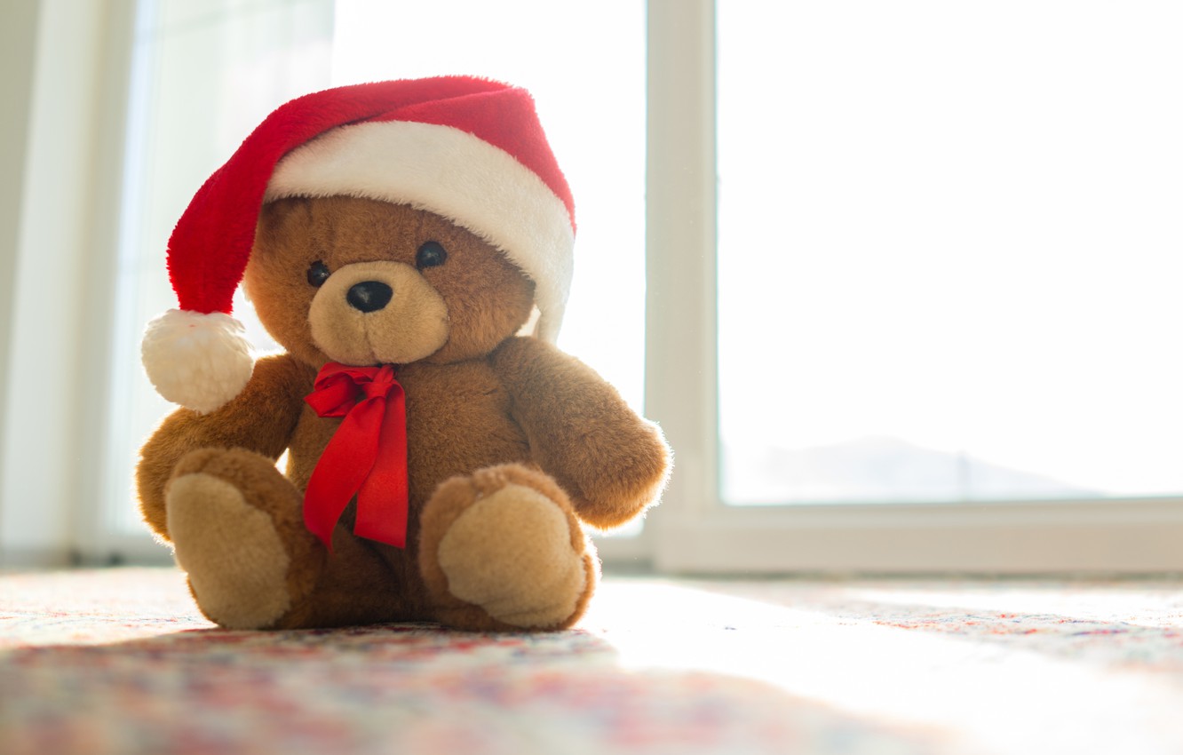 Photo Wallpaper New Year, Christmas, Bear, Christmas, - Teddy Bear New Year , HD Wallpaper & Backgrounds