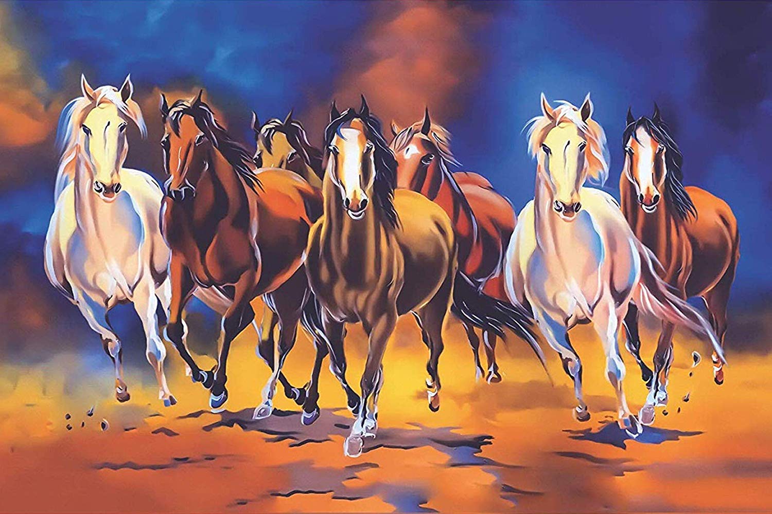 Seven Lucky Running Horses Vastu Wallpapers Fully Waterproof - 3d Wallpaper 7 Horse , HD Wallpaper & Backgrounds