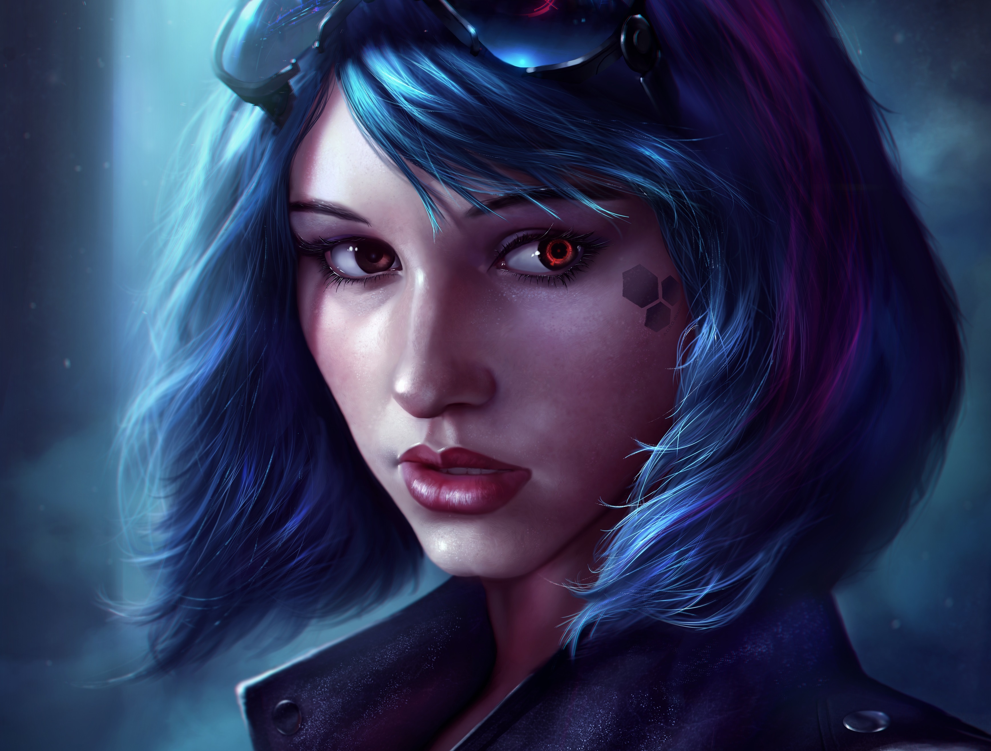 Blue Haired Girl Art , HD Wallpaper & Backgrounds